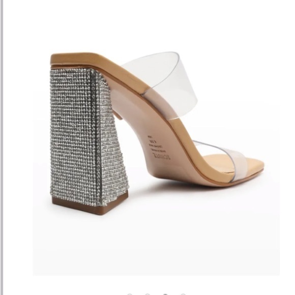 Schutz Ariellen Vinyl Crystal Block-Heel Sandal New - Picture 2 of 8